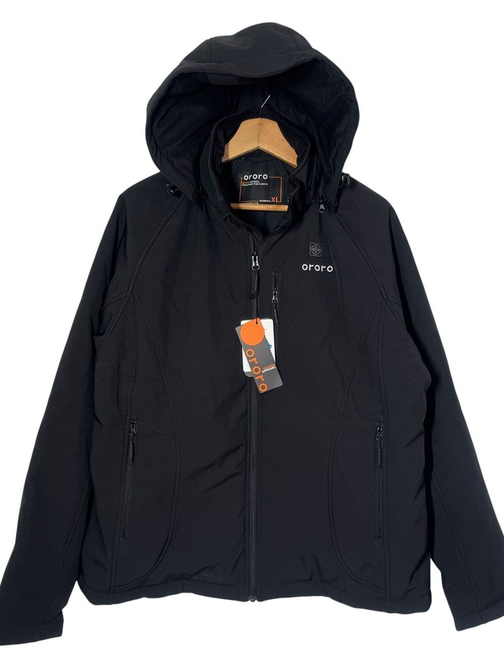 ORORO Women Heated Jacket USB-C Battery 4 Heat Zones Black Winter Coat XL NEW!